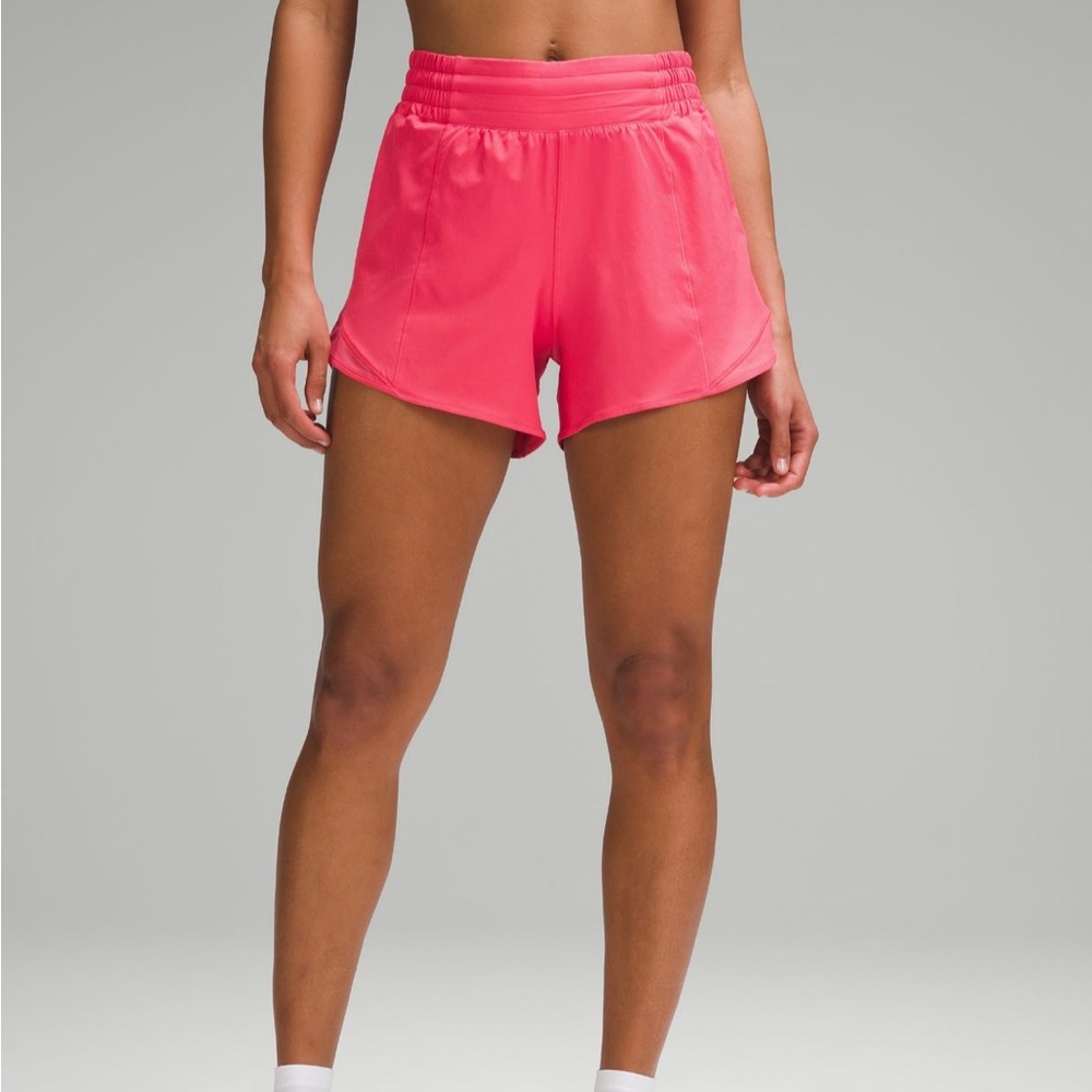 NWT Lululemon Hotty Hot High Rise Lined Short 4” Lip Gloss pink
